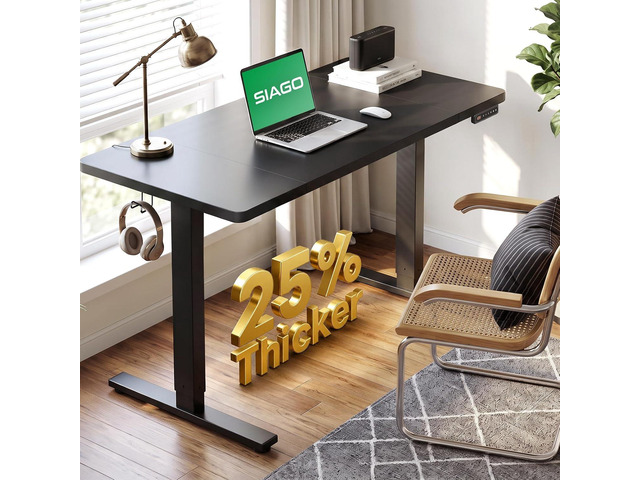 Electric Standing Desk Adjustable - 48 x 24 Inch Sit Stand up Desk with Cable Management - 3 Memory Preset Adjustable Height Table