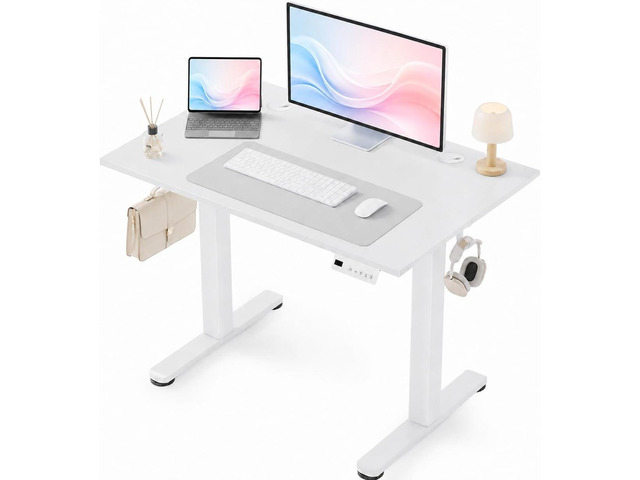 40 x 24 Inch White Electric Standing Desk