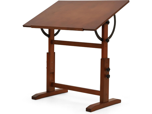 Wood Drafting Table for Adults, 24' x 35' Drawing Table with Adjustable Height & Angle for Art Studio, Solid Pine Wood Artist Desk for Drawing,...