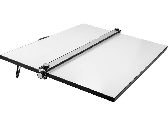 Pacific Arc Table Top Drawing Board with Parallel Bar, White, 24 inches by 36 inches