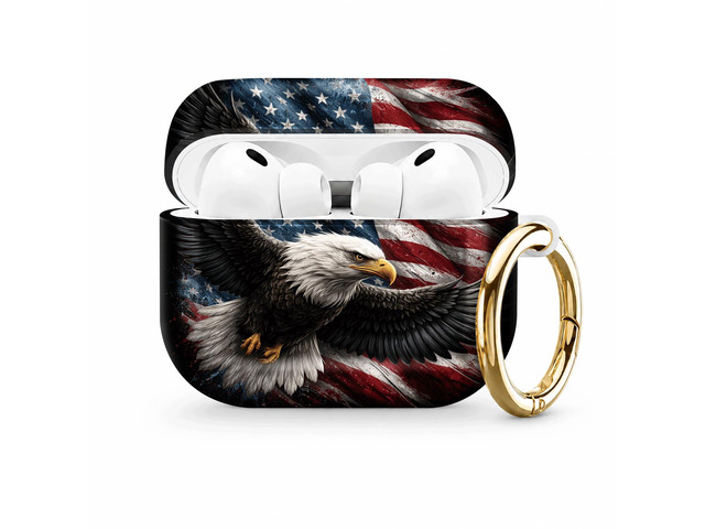 Compatible with AirPod Pro 3 Case (2025), Stylish Pattern Protective Cover with Keychain, Shockproof Anti-Drop TPU Case for Women and Men(American...