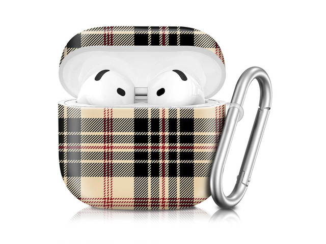 Compatible with AirPod 4th Generation 2024 Case, Shockproof Anti-Drop Protective Cover, Cute Case for Women Men with Keychain(Beautiful Plaid Tartan)