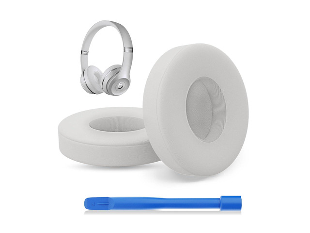 Replacement Earpads for Beats Solo 3, Solo 2, Light Grey Ear Covers Earpads Cushions Compatible with Beats Solo3/2 Wireless Headphone