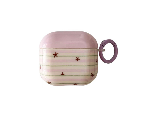 Striped Pink Purple Star Case for Airpods Pro 1/Pro 2 with Lock,Kawaii Trendy Pretty Y2K Aesthetic Retro Chic Design Protective Girls Women Cover...