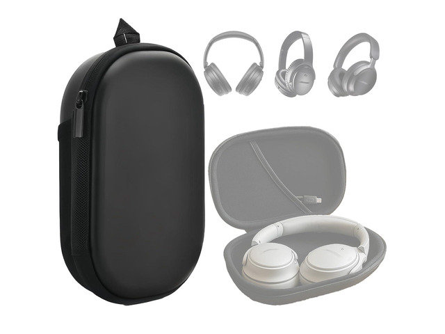 Headphones Case Compatible with Bose QC45/QC35/QC25/QC15/Ultra Gaming Headset, PU Hard Shell Travel Case with Cable Storage, Black