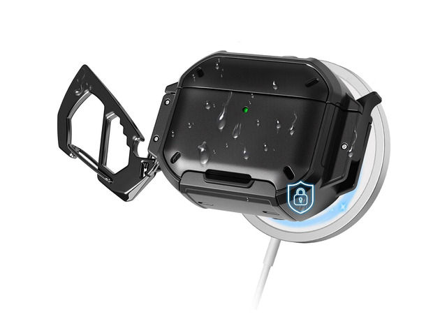 for AirPods Pro 3 Case with Lock & Carabiner, [Military-Grade Protection] [IP68 Waterproof] [Supports Wireless Charging] Anti-Scratch Hard Shell...
