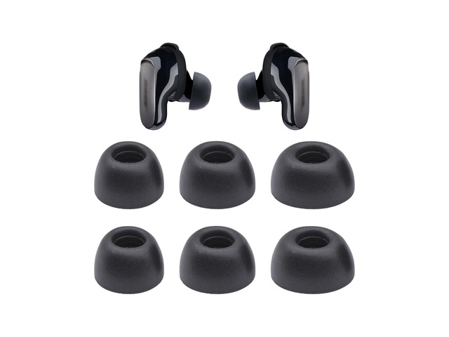 Replacement Ear Tips for Bose New QuietComfort Ultra Earbuds Memory Foam Tips, 3 Pairs (S/M/L) Black
