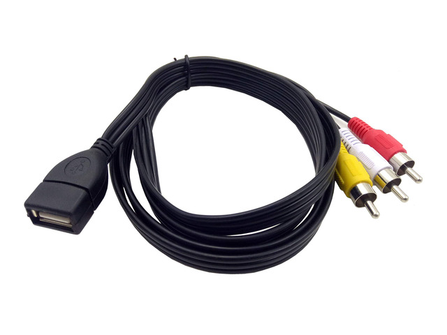 USB to 3RCA Cable, 5 Feet/1.5m USB 2.0 Female to 3 RCA Male Jack Splitter Audio Video AV Composite Adapter Cord (USB F/3RCA M)