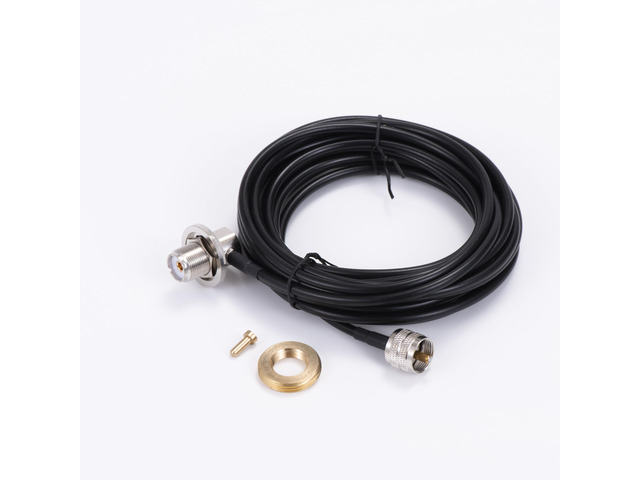 UHF Male to UHF Female S0239 Right Angle Cable RG58 16 feet with NMO Conversion Adapter for Two-Way CB Mobile Radio, Radio Antenna
