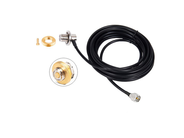 Mini-UHF Male to UHF Female S0239 Right Angle Cable RG58 16 feet with NMO Conversion Adapter for Two-Way CB Mobile Radio, Radio Antenna