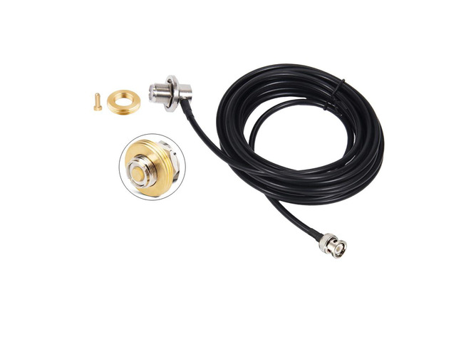 BNC Male to UHF Female S0239 Right Angle Cable RG58 16 feet with NMO Conversion Adapter for Two-Way CB Mobile Radio, Radio Antenna