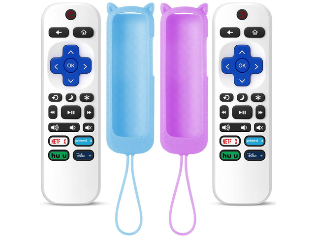 (Packs of 2) Replacement Remote Only for Roku TV with Silicone Remote Cover Compatible with All TCL Roku/Hisense Roku/Onn Roku/Sharp/Philips Roku...