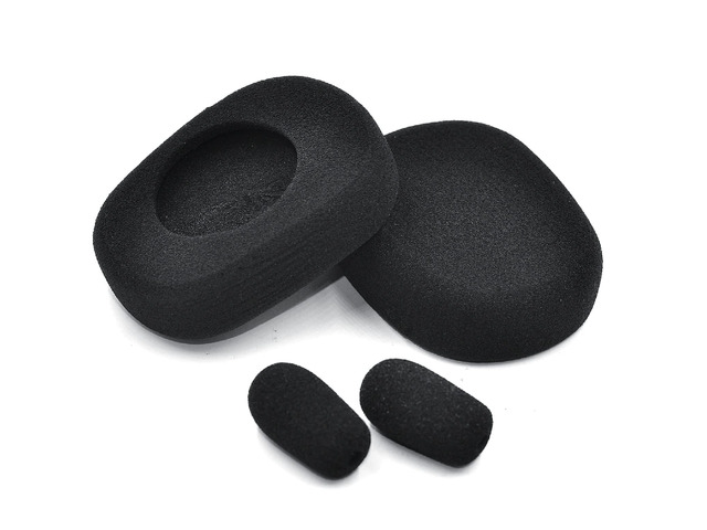Replacement Cushion Ear Pads Kit for BlueParrott B450-XT Bluetooth Headset (Black, Foam Ear Cushions + Microphone Foam)