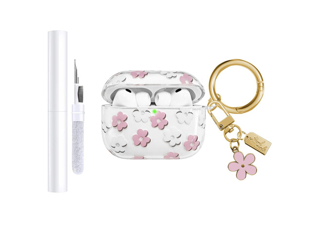 Compatible with AirPods Pro 3 Case Cover 2025, Soft TPU Case with Cute Flower Pattern for AirPods Pro 3rd Generation Case with Flower Keychain and...