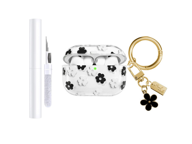 Compatible with AirPods Pro 3 Case Cover 2025, Soft TPU Case with Cute Flower Pattern for AirPods Pro 3rd Generation Case with Flower Keychain and...