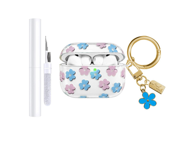 Compatible with AirPods Pro 3 Case Cover 2025, Soft TPU Case with Cute Flower Pattern for AirPods Pro 3rd Generation Case with Flower Keychain and...