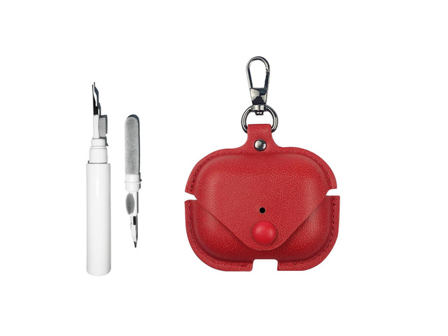 [3 in 1] Leather Case Compatible with AirPods Pro 3 with Keychain Soft PU Shockproof Cover Features Front LED Visibility for Women Man with...