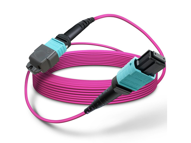 40ft OFNP MTP/MPO Fiber Cable 12 Strand Female, MTP to MTP OM4 Multimode Fiber Optic Ptach Cord, Type B Plenum MTP Jumpers