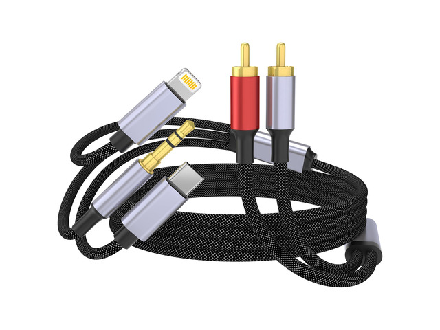 USB C 3.5mm to RCA Cable, Lightning to RCA Male to Aux Audio Adapter, HiFi Sound, Headphone Jack Adapter, 3 in 1 Audio Cable Connector for...