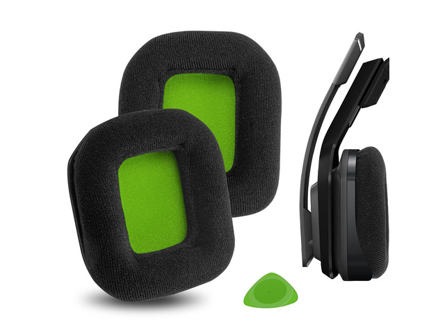 Comfort Velour Replacement Ear Pads Compatible with Astro Gaming A20 Headphones, Ear Cushions (Black Green)