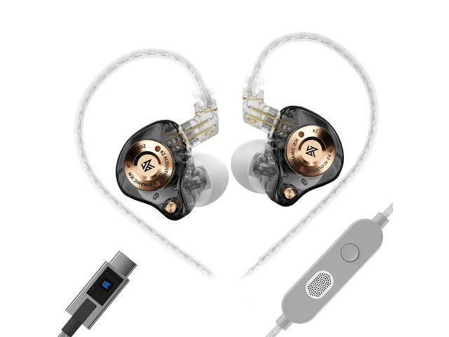 KZ EDZ Type-C Gaming Earbuds with Mic, Low Latency in-Ear Monitors for PUBG Mobile Gamers, Dual-Driver USB-C Headphones, Digital Audio & Clear Chat...