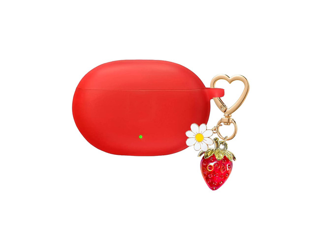 for Beats Studio Buds Case/Studio Buds Plus Case Cover,Soft Silicone Cover Protective Case with Cute Strawberry Daisy Flower Charm Keychain for...