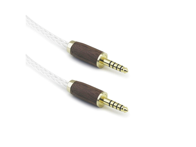 4.4mm to 4.4mm Male to Male Balanced 5 Pole Headphone Audio Adapter Cable 8 Cores 6N OCC Copper Single Crystal Silver Plated Wire Walnut Wood Shell...