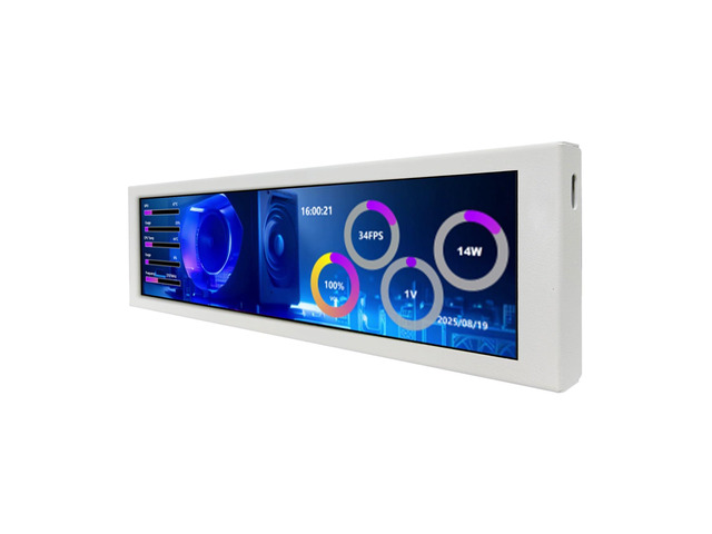 9.16'' 1920x462 IPS PC Case LCD Screen with Theme Editor,White Small Stretched Bar Monitor,Secondary Display for Monitoring Computer Temp RAM CPU...