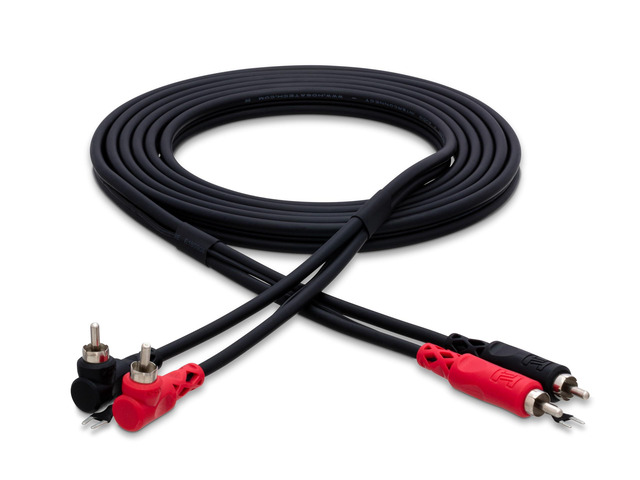 CRA-203DJ Stereo Interconnect, Dual RCA to Dual Right-angle RCA with Ground Wire, 9.8 Feet