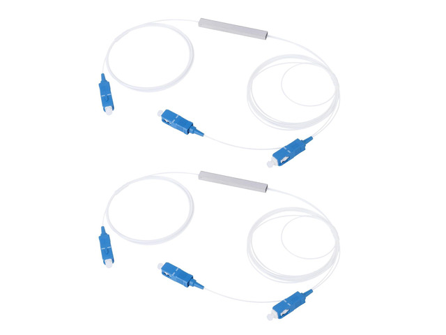 SC UPC 1×2 Singlemode PLC Fiber Optic Splitter 1:2 0.9mm G657A1 Fiber Pigtail for Fiber Optical Communication System (2-Pack)