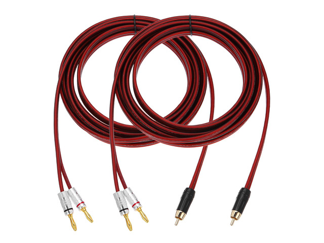2 Pcs 1 RCA to 2 4mm Banana Plug Speaker Cable, 14AWG Gold Plated RCA Audio Cable, Splitter Audio Cable for Speaker Amplifiers Subwoofer, 16.4ft