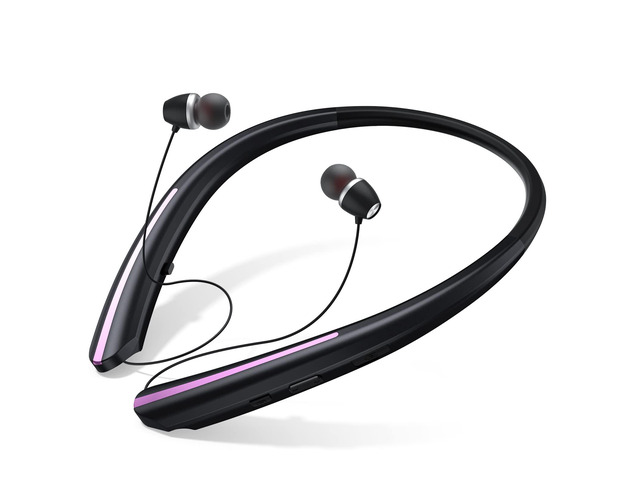 Retractable Bluetooth Headphones Neckband, Headset Wireless Earbuds with Mic, Stereo Noise Cancelling Earphones for Sports Running Driving, IPX5...