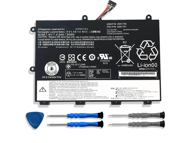 45N1750 Laptop Battery, 7.4V 34Wh 4600mAh 4-Cell Compatible with Lenovo ThinkPad Yoga 11E/ Yoga 11E Chromebook Series Notebook 45N1748 45N1749 45N1751