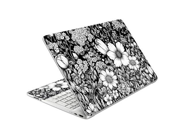 Laptop Skin Decal HP 15.6' - Black White Botanical, Laptop Cover Sticker, No Cutting Required, No Bubble, Waterproof, Scratch Resistant - Including...