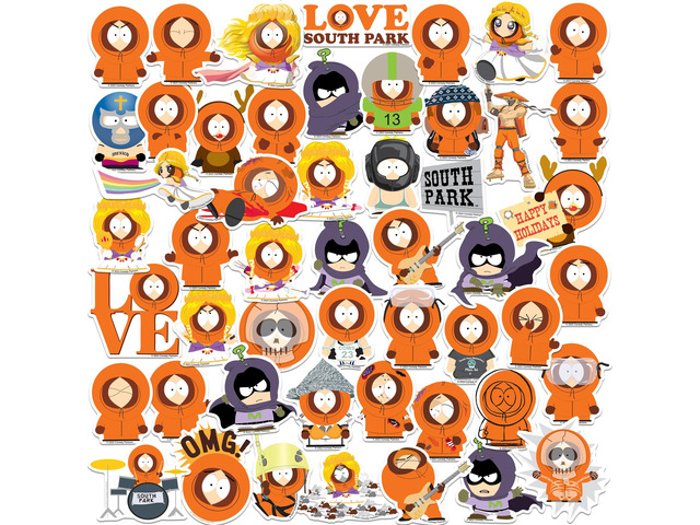 South Park Kenny Sticker Pack Die-Cut Vinyl, Tablet & Indoor Use, Set of 50