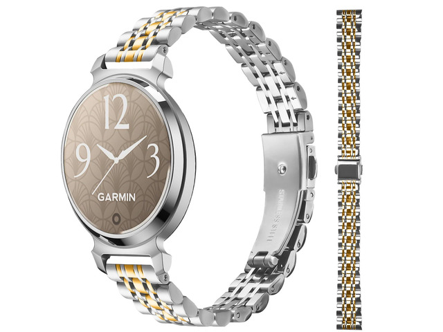 14MM Metal Band Compatible with Garmin Lily 2 / Lily 2 Active/Lily 2 Classic Watch, Stainless Steel Replacement Strap with Seven-Bead Design,...