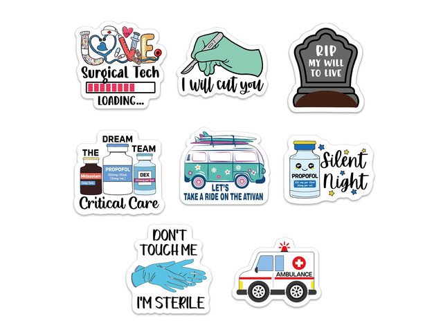 Funny Nurse Stickers 80 Pcs Medical Staff Accessories Decals for Notebook Water Bottle Luggage 2'' Appreciation Gifts Stickers for ICU ER EMT...