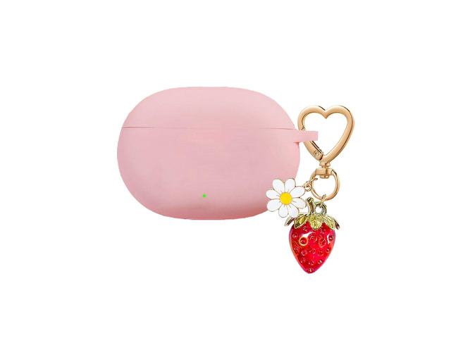 for Beats Studio Buds Case/Studio Buds Plus Case Cover,Soft Silicone Cover Protective Case with Cute Strawberry Daisy Flower Charm Keychain for...