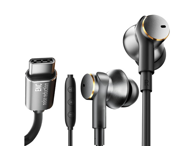 USB-C Earbuds Noise Cancellation Hybrid Driver Bass Boost Wired Headphones Type C Plug,Deep Bass Ear Bud Call Noise-canceling Mic Wired Earphone...