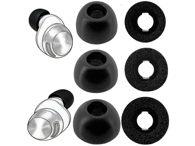 Replacement Memory Foam Eartips for Technics EAH-AZ100 Wireless Earbuds, Black Foam Ear Tips