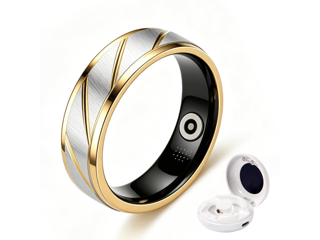 Smart Ring for Women Men, Two-Tone Gold Silver Health Tracker Ring with Sleep Heart Rate Blood Oxygen Monitor, Waterproof Titanium Smart Rings,...