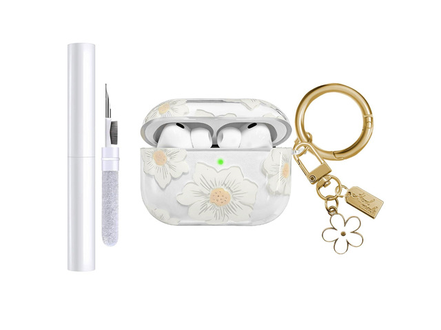 Compatible with AirPods Pro 3 Case Cover 2025, Soft TPU Case with Cute Flower Pattern for AirPods Pro 3rd Generation Case with Flower Keychain and...