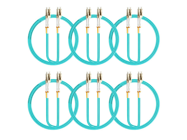 OM3 Duplex LC to LC Fiber Optic Patch Cable, 3m 10ft, 6 Pack 50/125m Multimode, Aqua LSZH, Compatible with Cisco, Ubiquiti, MikroTik, NETGEAR &...
