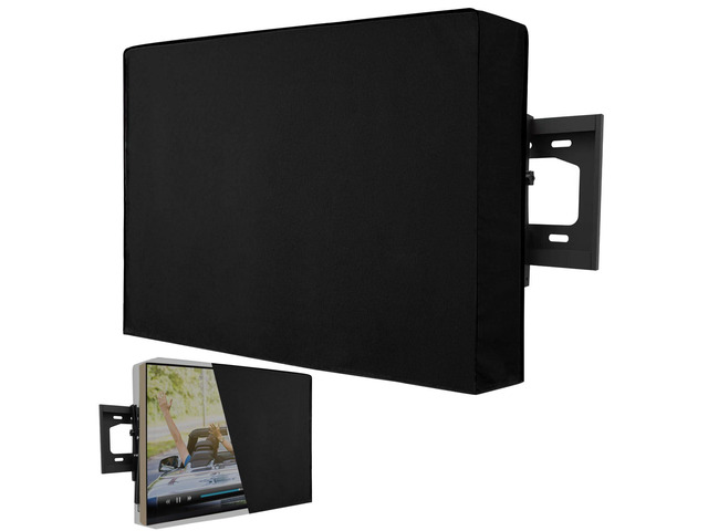 Weatherproof Outdoor TV Cover 52 to 55 Inch: Outside Waterproof Screen Protector, Television Cover for Wall Mounts & Stands (Black)