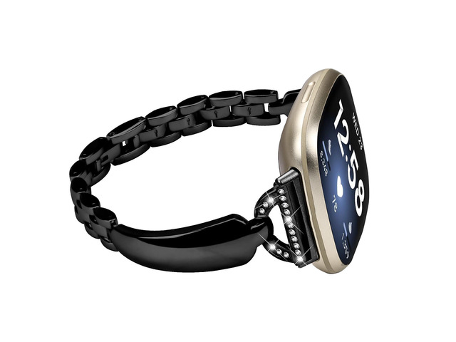 Metal Bands Compatible with Fitbit Sense 2/Sense/Versa 4/Versa 3, Bracelet Replacement Wristband for Women, Silver Black Copper