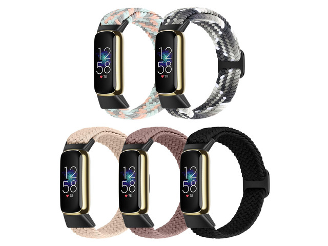 Braided Stretchy Solo Loop Compatible for Fitbit Luxe Bands for Women Men, Nylon Elastic Straps Wristbands for Fitbit Luxe, 5 Packs