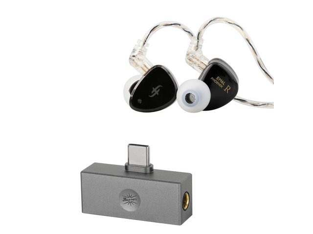 SIMGOT EM6L 1DD + 4BA Hybrid Driver in-Ear Monitor, Gaming Earbud + Kiwi Ears Allegro Mini Portable IEM DAC, in Ear Monitor Amplifier, USB C to...