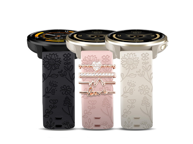 22mm Flower Engraved Silicone Band Compatible with Garmin Vivoactive 4/Venu 3/Venu 2/Venu 4 45mm, Women Replacement Strap Compatible with...