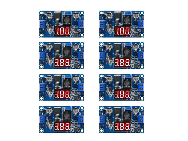 8pcs LM2596 Buck Converter - Step Down Regulator 4.0-40V to 1.25-37V DC, 36V to 24V to 12V to 5V Power Supply Module with LED Display