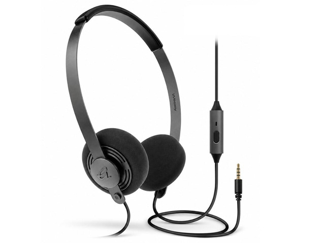 Gadhouse Wesley Wired On-Ear Headphones with Microphone 40mm Dynamic Drivers, Retro 80s Style Headphones for Music & Calls, Lightweight PU Leather...